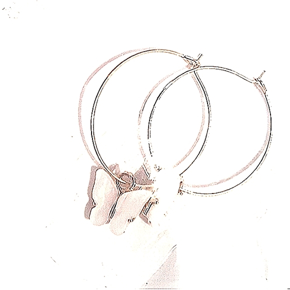Free People White Butterfly Charm Hoop Earrings NEW - Picture 9 of 10